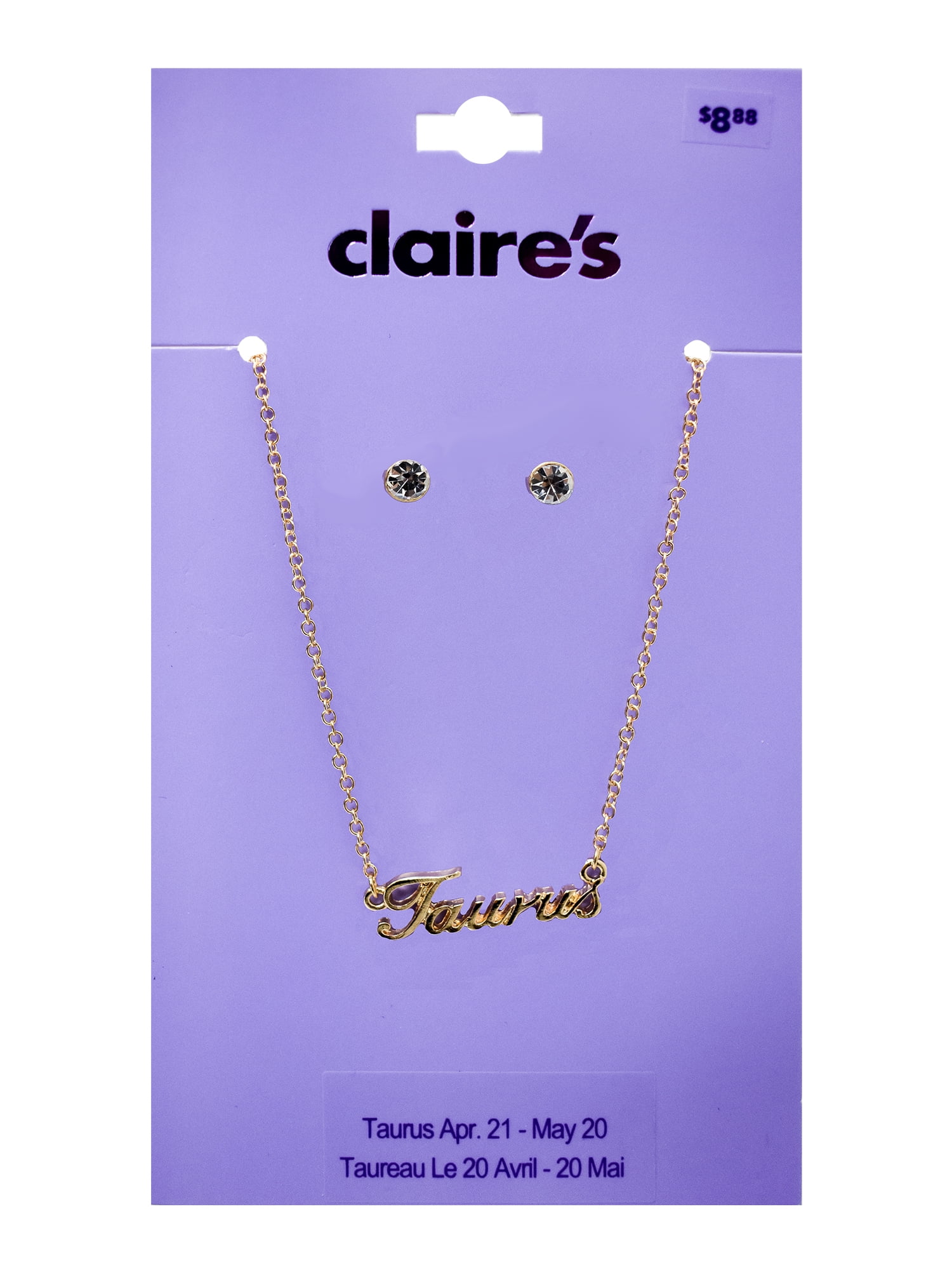 CLAIRES NECKLACE/STUD 5MM TAURUS GOLD