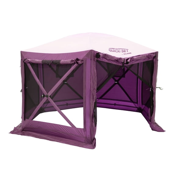 CLAM 12.5” x 12.5” Quick-Set Pavilion Tent Canopy with Wind Panels, Plum