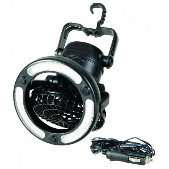 CLAM 8429 Portable Battery Powered Fan/LED Light for Fishing Tent, Large