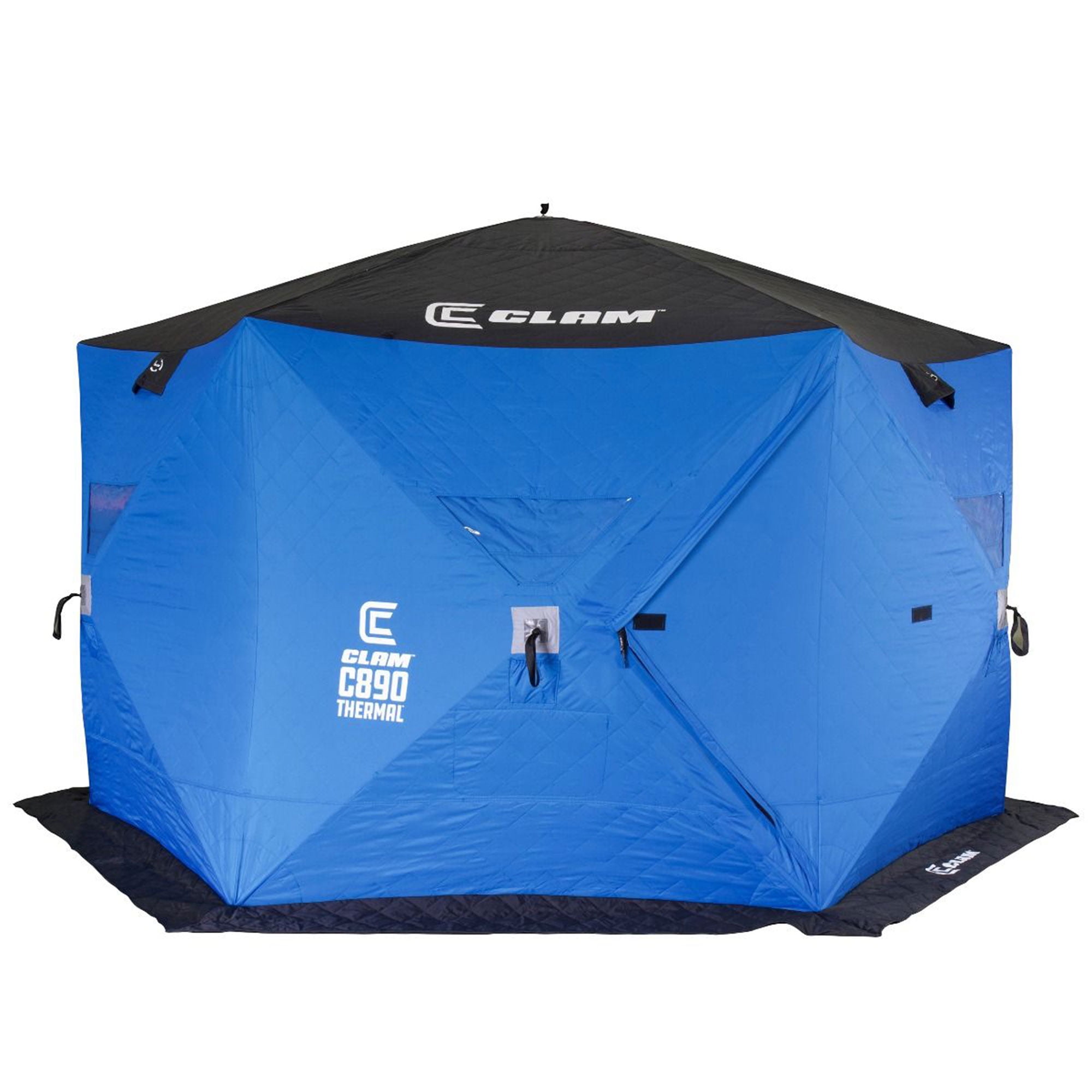CLAM C-890 Portable 11.5 Foot Pop Up Ice Fishing Thermal Hub Shelter Tent 