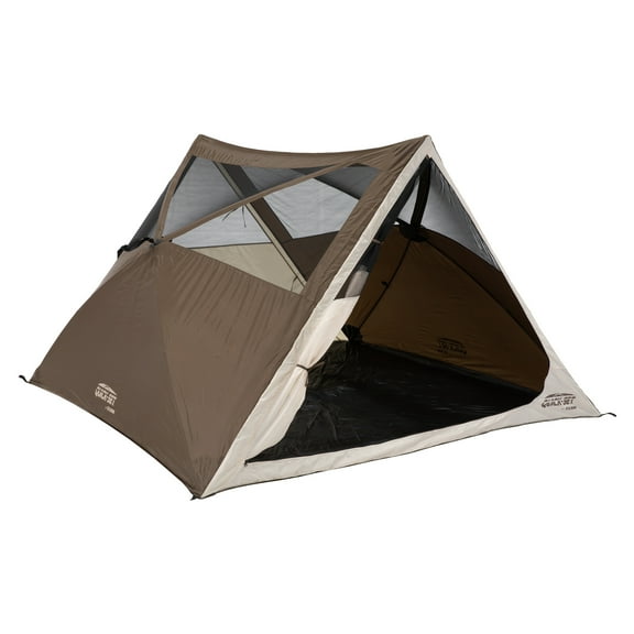 CLAM Quick-Set Apex 8 x 8 Ft Portable Outdoor A-Frame Camping Tent, Brown