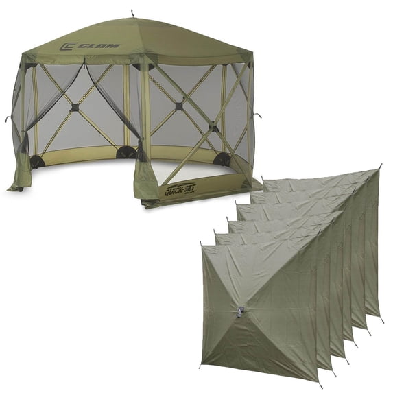 CLAM Quick-Set Escape 11.5 x 11.5' Portable Canopy Shelter w/ 6 Wind Panels