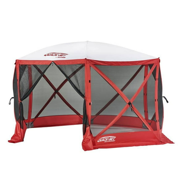 CLAM Quick-Set Escape Sport 11.5 x 11.5 Ft Tailgate Canopy Tent, Red/White