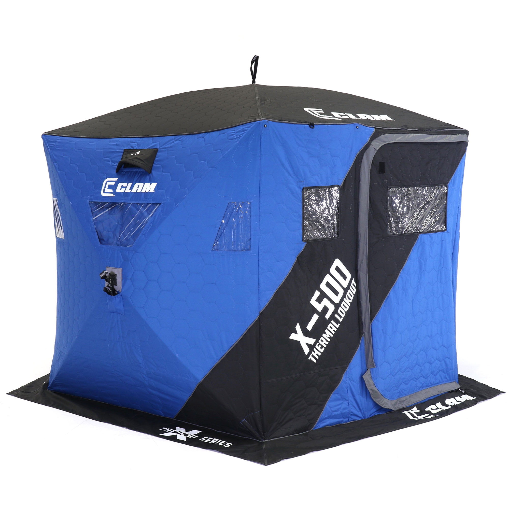 CLAM X-500 Portable 5 Person 9' Lookout Ice Fishing Thermal Hub Shelter 