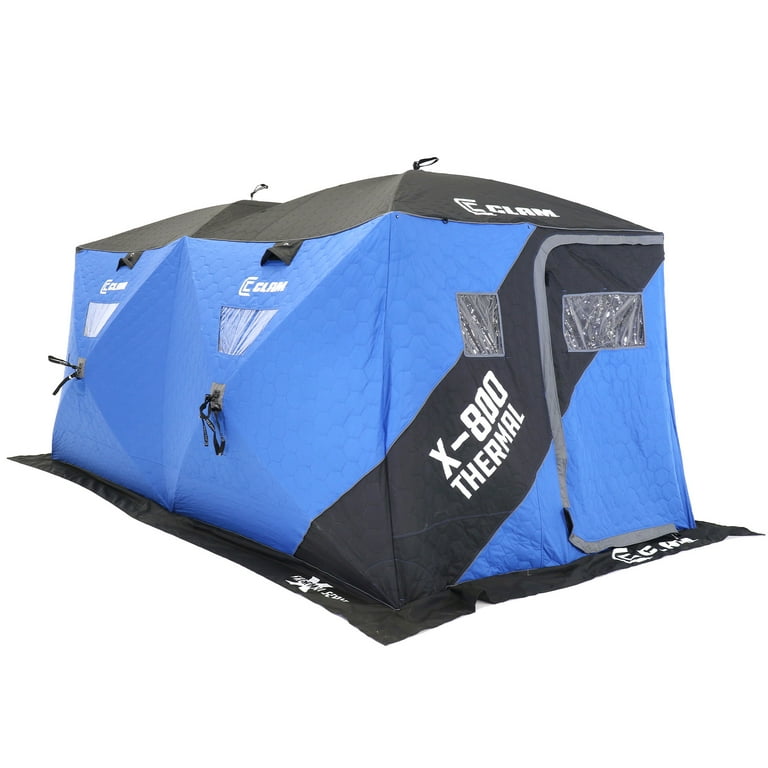 CLAM X-800 Portable 7 Person 15' x 8' Ice Fishing Thermal Hub Shelter Tent