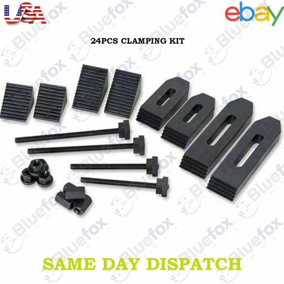 CLAMPING KIT SET OF 24 PCS BLOCKS CLAMPS 6MM STUDS 8MM TEE NUTS MILLING