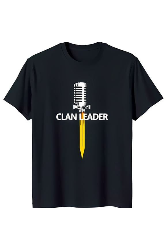 CLAN LEADER Black T-Shirt with Graphic Bold Leadership Design