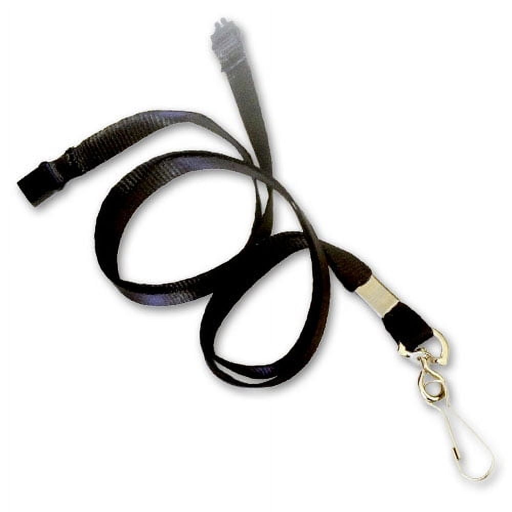 CLANFEB36BK - Economy Safety Lanyards for Name Badge and ID Card Holders - Flat Braid with Plastic Breakaway Clip + Metal Swivel Hook - Black - 36 in x 3/8in - 100/Bx