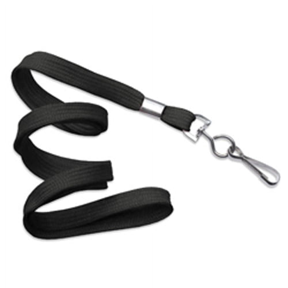 CLANFS36-BK -Flat Lanyards for Name Badge and ID Card Holders - Flat Braid w/ Metal Swivel Hook - 36in x 3/8in - Black - 100/Bg
