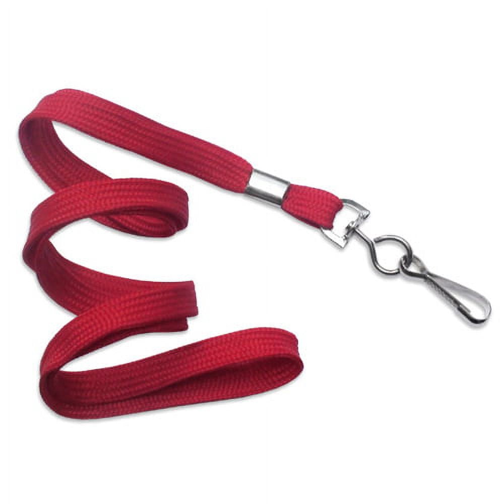 CLANFS36-RD - Lanyards for Name Badge and ID Card Holders - Flat Braid w/ Metal Swivel Hook - 36in x 3/8in - Red - 100/Bg