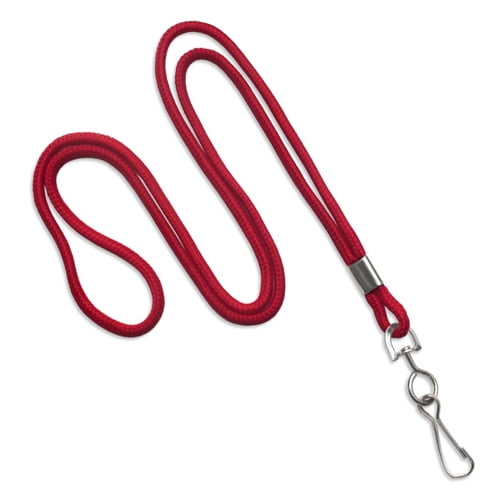 CLANY36-RD - Safety Lanyards for Name Badge and ID Card Holders - Round Braid w/ Metal Swivel Hook - 36in x 3/8" - Red - 100/Bg