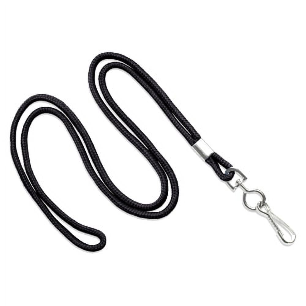 CLANY38-BK - Safety Lanyards for Name Badge and ID Card Holders - Round Braid w/ Metal Swivel Hook - 38in x 3/8" - Black - 100/Bg