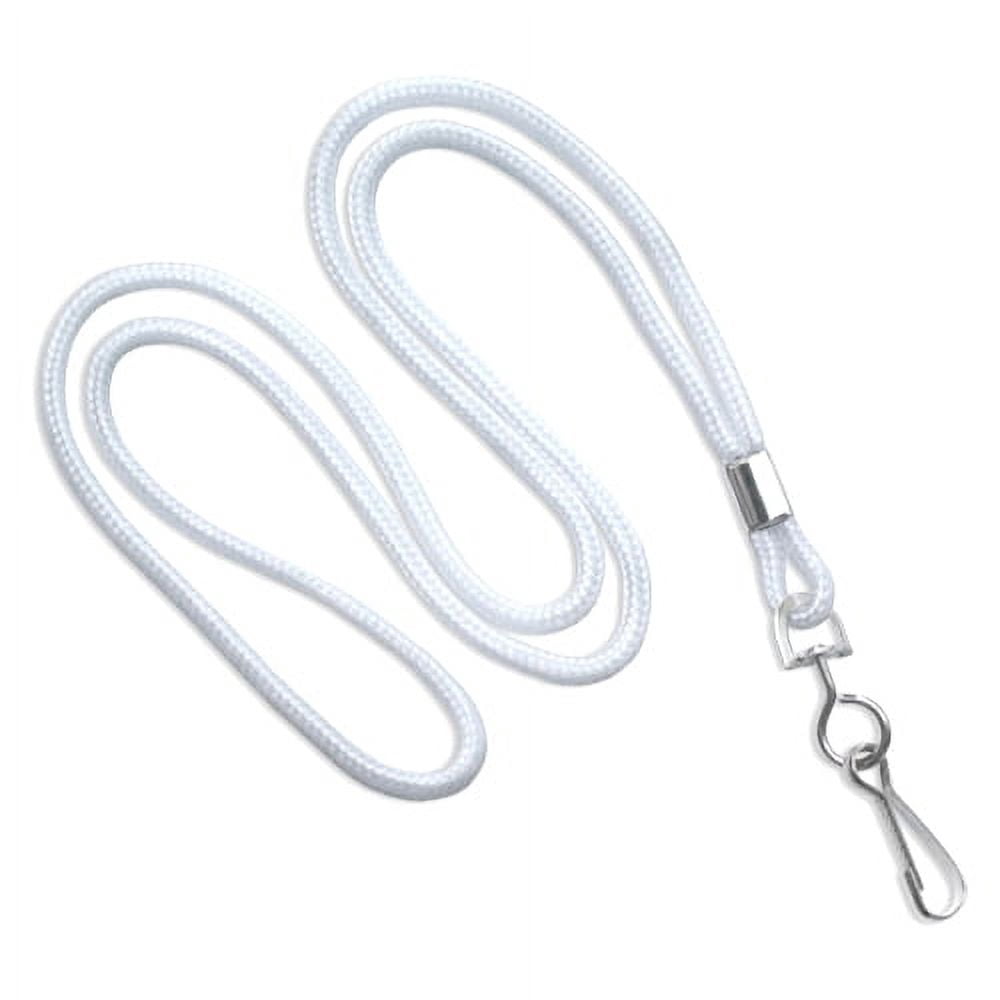 CLANY38-WH - Safety Lanyards for Name Badge and ID Card Holders - Round Braid w/ Metal Swivel Hook - 38in x 3/8" - Black - 100/Bg