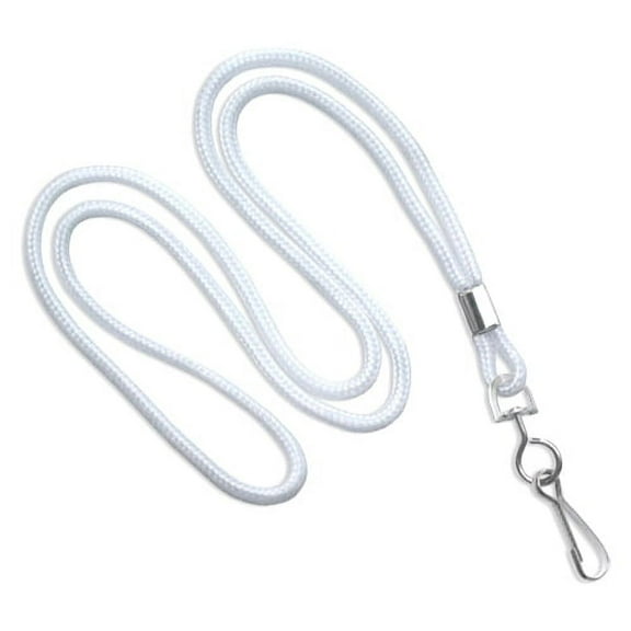 CLANY38-WH - Safety Lanyards for Name Badge and ID Card Holders - Round Braid w/ Metal Swivel Hook - 38in x 3/8" - Black - 100/Bg