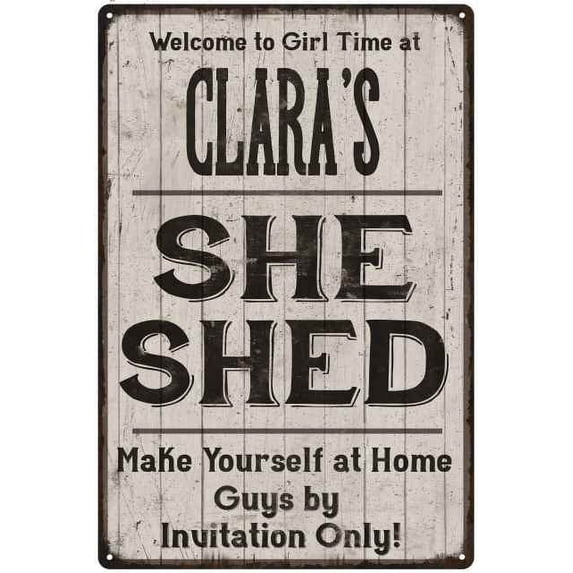 CLARA'S She Shed Sign Lady Cave Gift 8 x 12 High Gloss Metal 208120082147