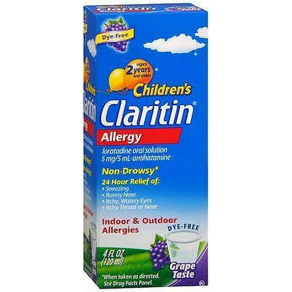 Claritin Children's Allergy Solution Grape Flavor - 4 oz, Pack of 4