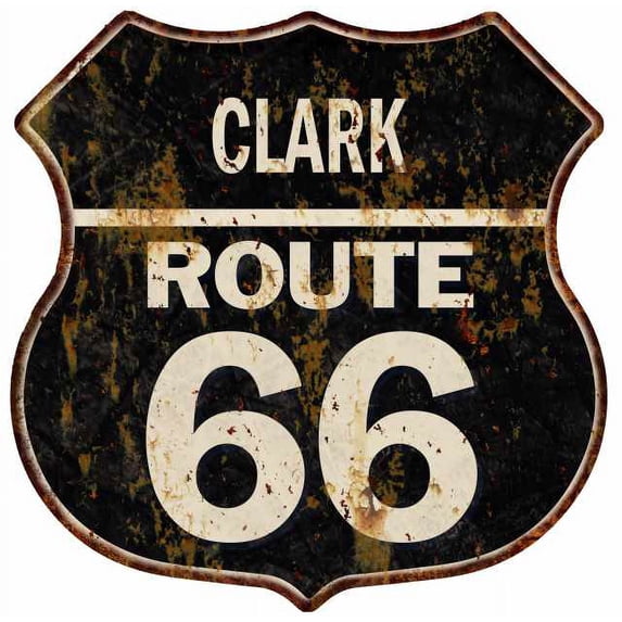 CLARK Route 66 Sign Shield Metal Gift Man Cave Gift 211110004142