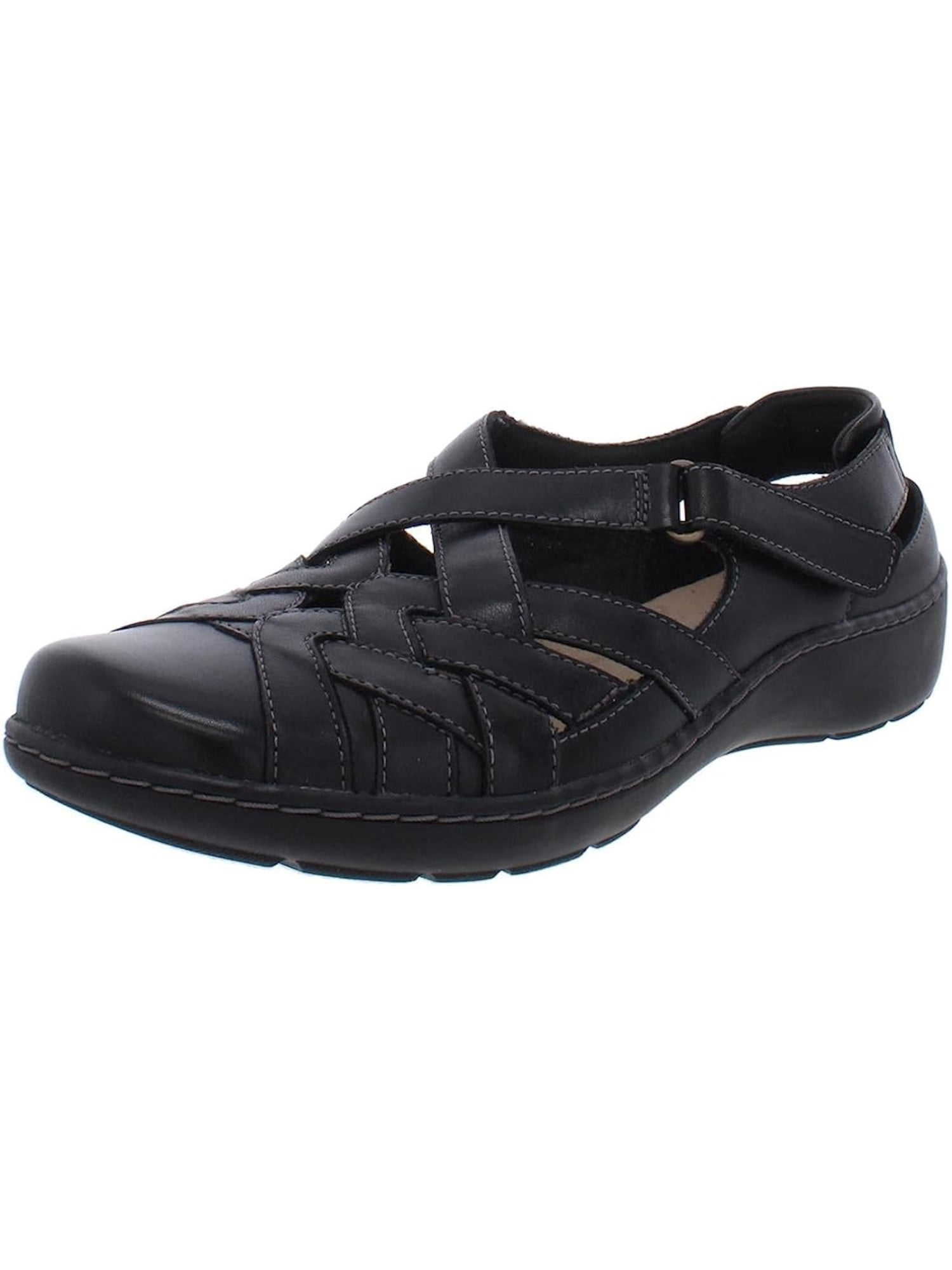 CLARKS COLLECTION Womens Black Lightweight Cut Out Adjustable Cushioned ...