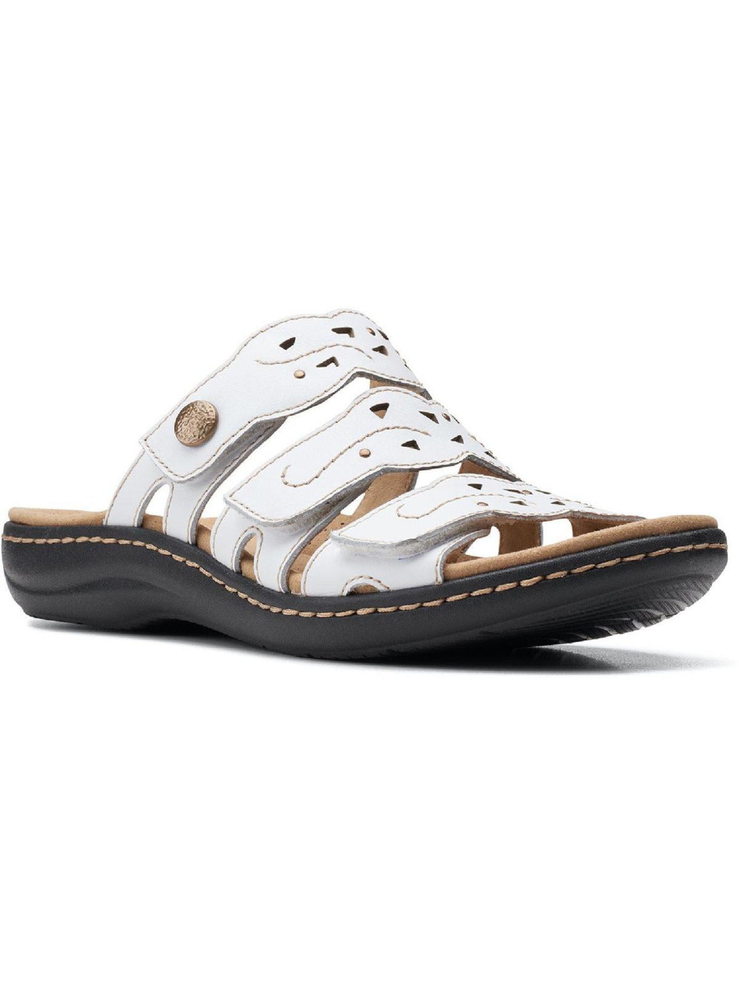 CLARKS COLLECTION Womens White Hook & Loop Cushioned Lightweight Arch