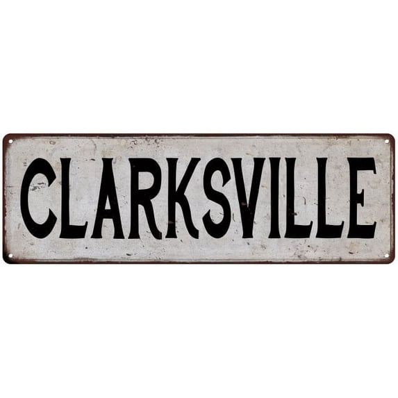 CLARKSVILLE Vintage Look Rustic Metal 6x18 Sign City State 106180041318
