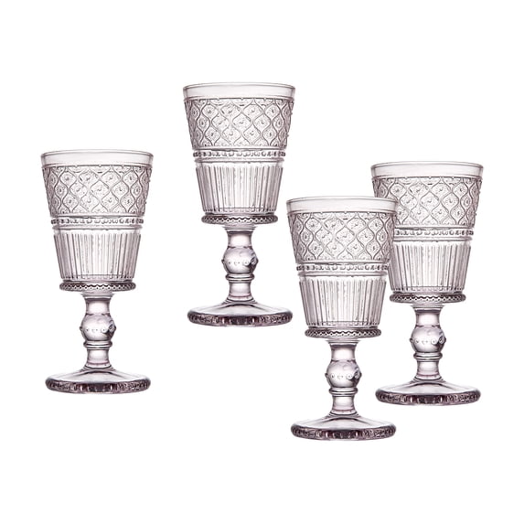 CLARO Goblet 9 oz Pink Unleaded Crystal Glassware (Set of 4)