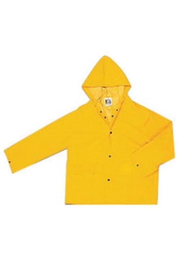 River City Garments Medium Yellow Classic .35 mm Polyester And PVC Rain Jacket With Front Snap Closure And Detachable Hood