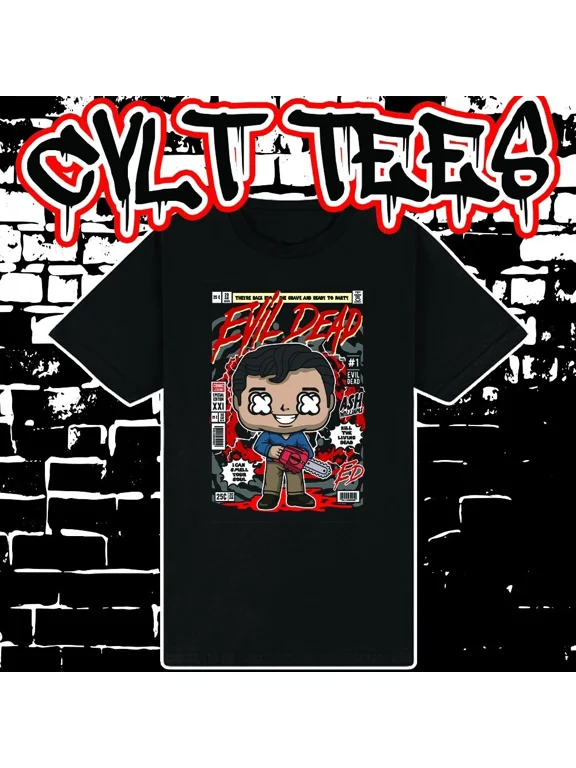 CLASSIC Ash from Evil Dead Comic Book Cover style Tee ~ 100% Cotton