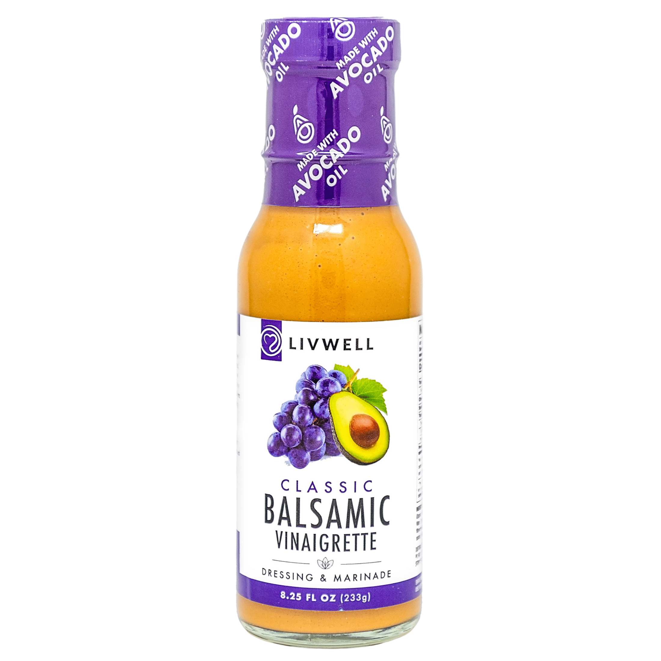 LIVWELL Dairy-Free Balsamic Vinaigrette Dressing & Marinade, Made with Avocado Oil, Gluten-Free, 8 oz