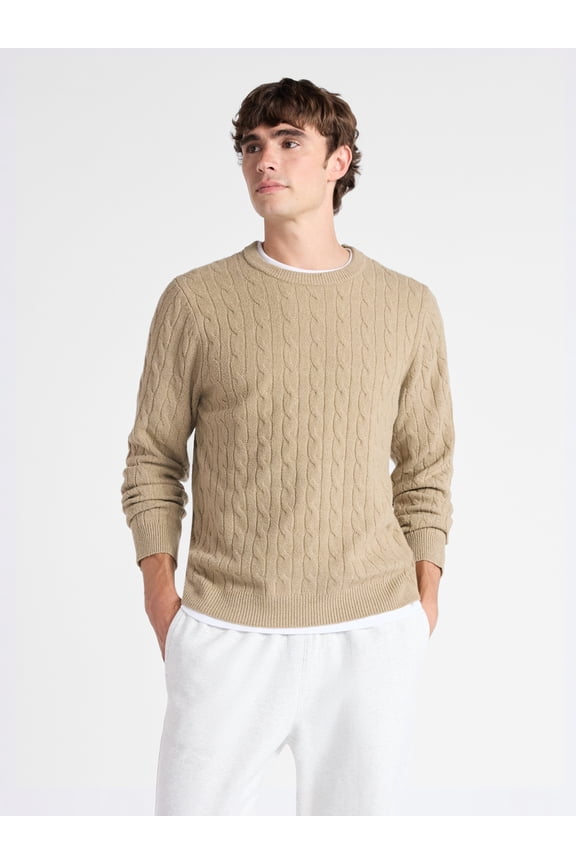 Men's Classic Cable Knit Sweater, Sizes XS-3XL
