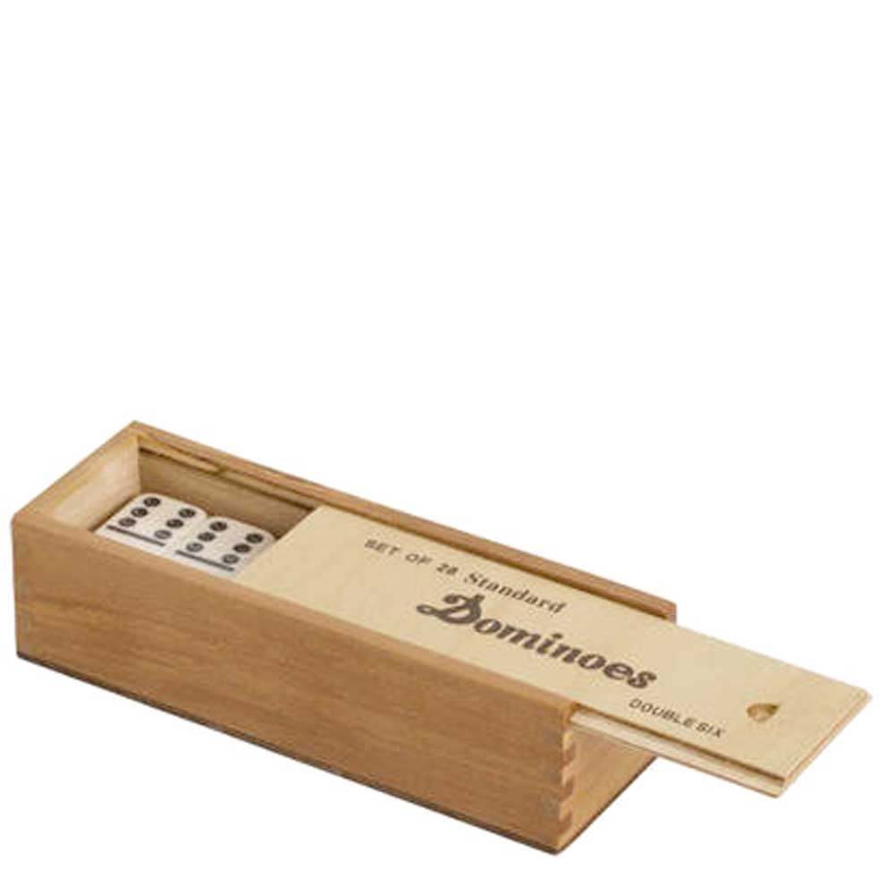 CLASSIC DOUBLE 6 DOMINOES HOUSED IN A ELEGANT WOODEN BOX TIMELESS ENTERTAINMENT GAME SET