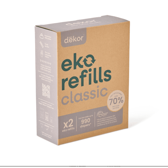 CLASSIC Diaper Pail Refills 2 Count Unscented Exclusive End-of-Liner Marking Quick & Easy to Replace Most Economical Refill System for Original and Eko Style Pails