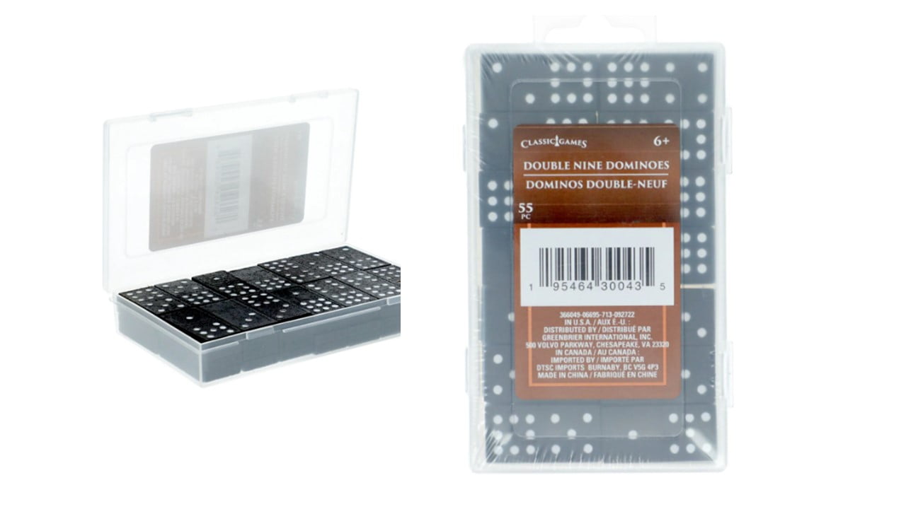 CLASSIC GAMES 55-pc Double Nine Dominoes Set with Travel Case