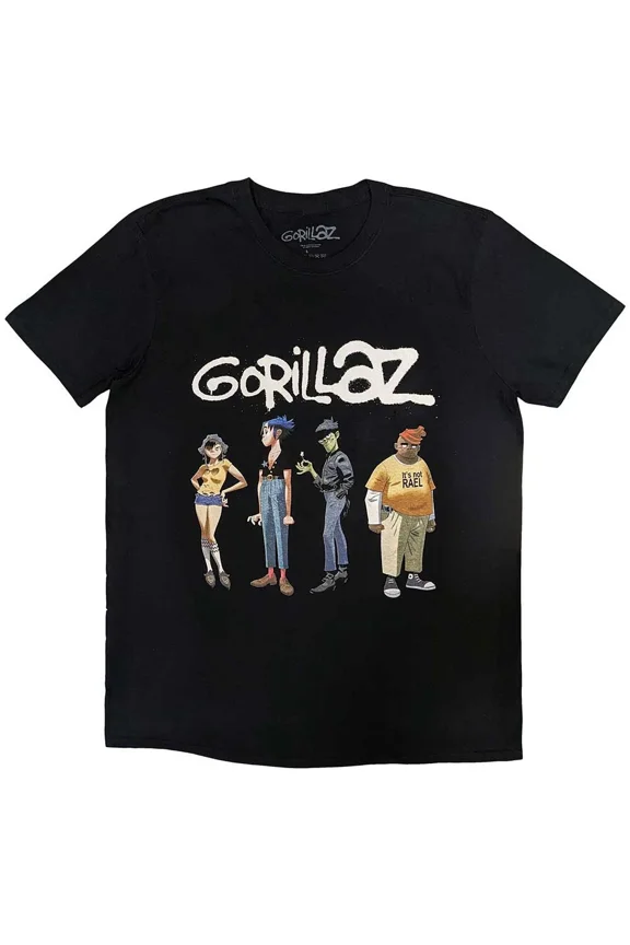 CLASSIC Gorillaz 'Spray Logo Group' (Black) T-Shirt - NEW & OFFICIAL!
