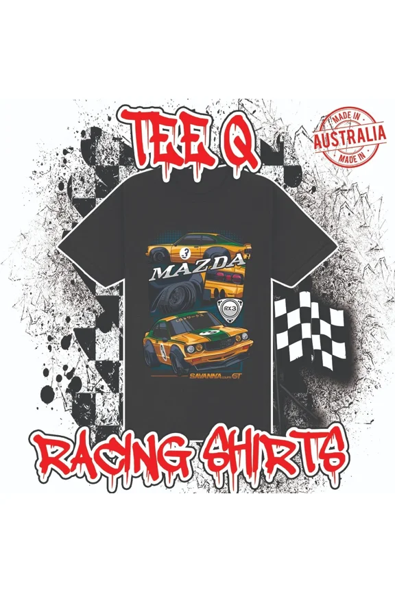 CLASSIC Mazda RX3 Savanna GT Rotary 20b 13b 12a Black Tee ~ 100% Cotton