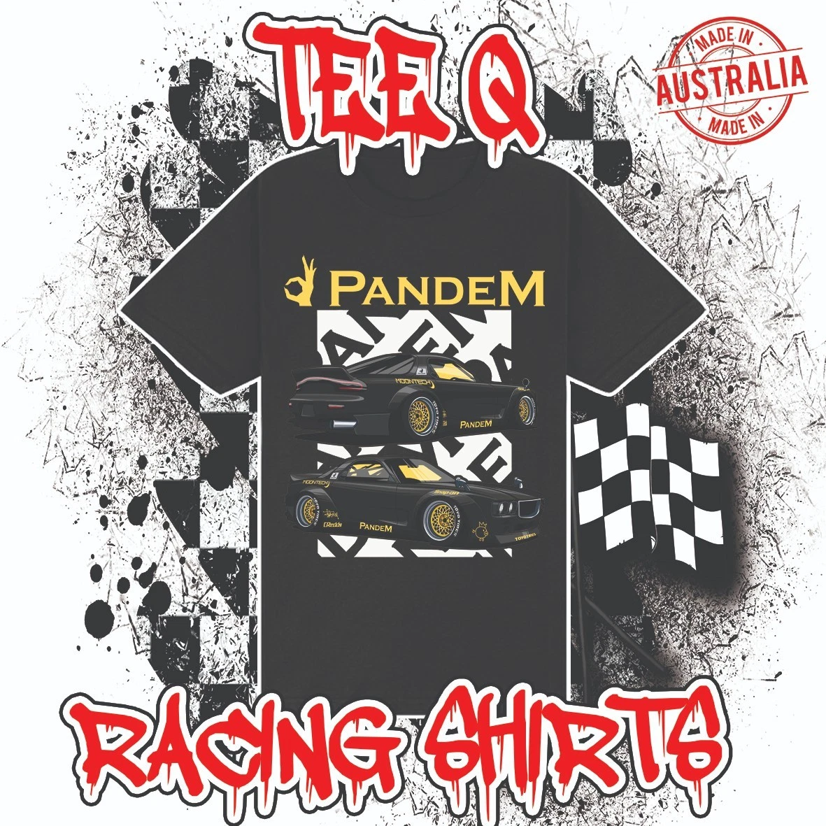 Pandem Rx3 CLASSIC Mazda RX7 RX3 Pandem Liberty Walk Mad Mike 20b 13b Black Tee ...