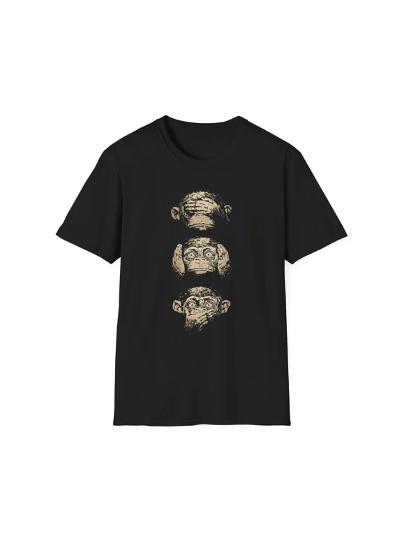 CLASSIC Monkey See No Evil Hear No Evil Speak No Evil Softstyle T-Shirt, Cute Monkey Tee