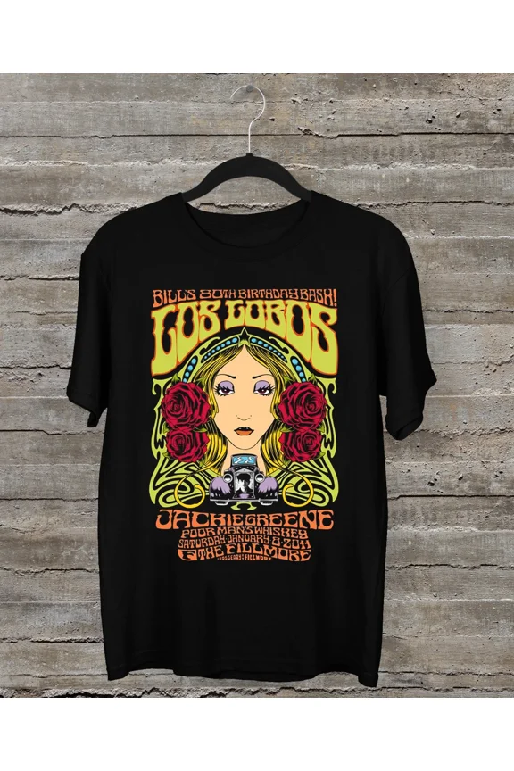 CLASSIC NEW RARE Los Lobos Concert Short Sleeve All Size Black Unisex Shirt AC1604