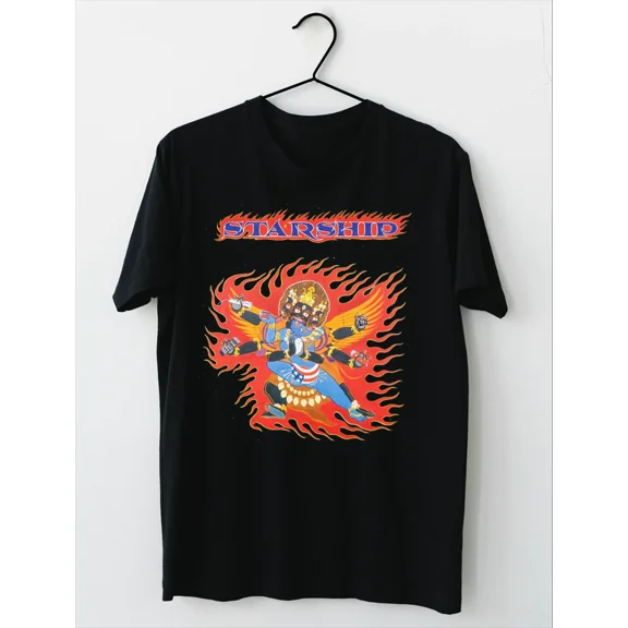 CLASSIC NEW Starship Band Short Sleeve Cotton Black All Size T-Shirt AL133