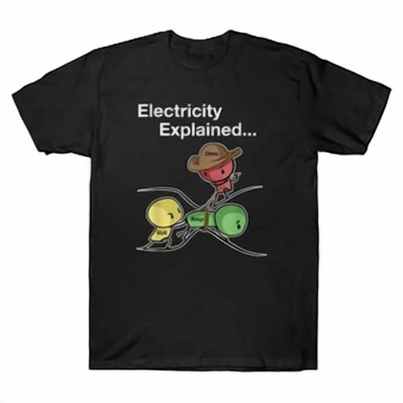 CLASSIC Ohm Volt Amp Electricity Explained Funny Electrician Nerd Men's Cotton T-Shirt