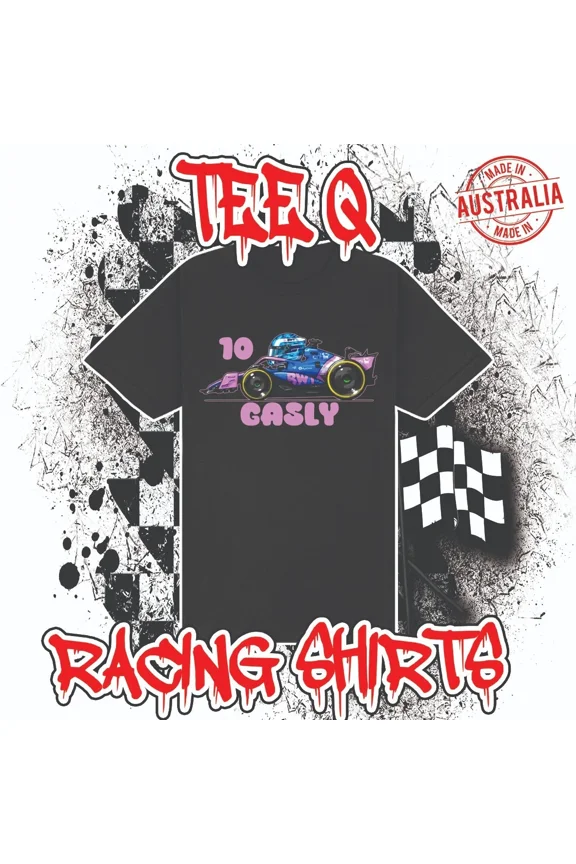 CLASSIC Pierre Gasly 10 Alpine Racing F1 Cartoon Black Tee 100% Australian Cotton