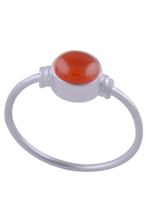CLASSIC RAWA WORK AROUND CARNELIAN ROUND SHAPE 925 STERLING SOLID SILVER RING