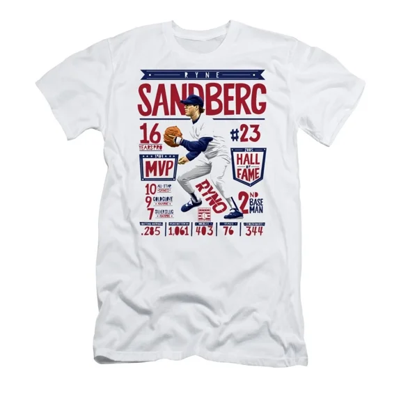 CLASSIC Ryne Sandberg Stats Cotton White S-5XL T Shirt PP302
