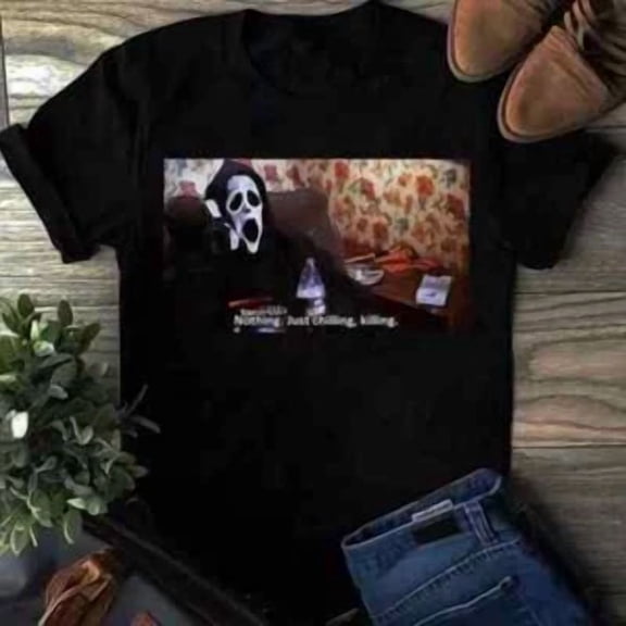 CLASSIC Scream Ghost Face Just Chillin Killin T-shirt Funny Ghostface Calling