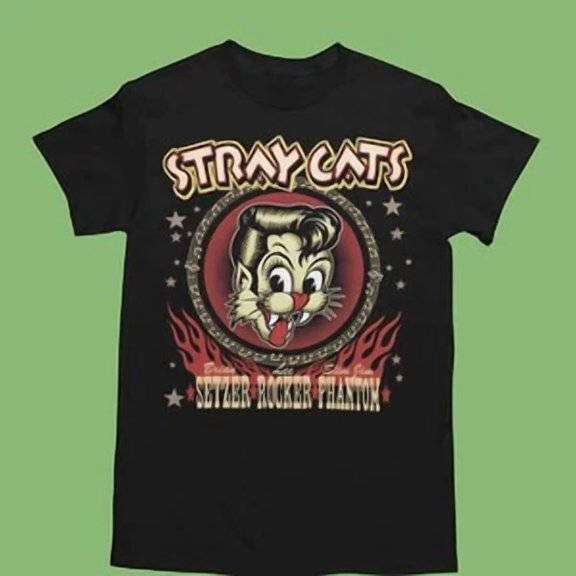CLASSIC Stray Cats Shirt, Stray Cats Rockabilly Band Graphic Short Sleeve Tee, Rockabill
