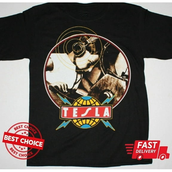 CLASSIC VINTAGE Tesla rock band ALBUM Unisex Black T-shirt