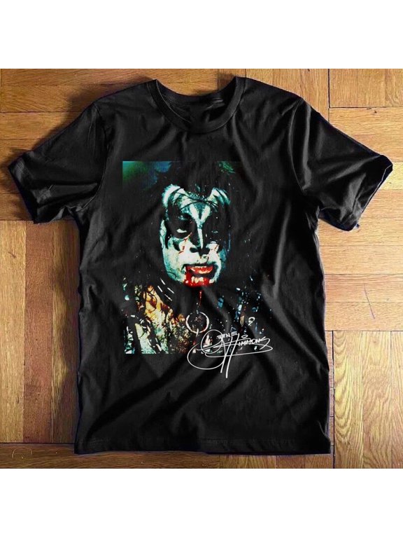 CLASSIC Vtg Gene Simmons Short Sleeve Cotton Black All Size Unisex Shirt