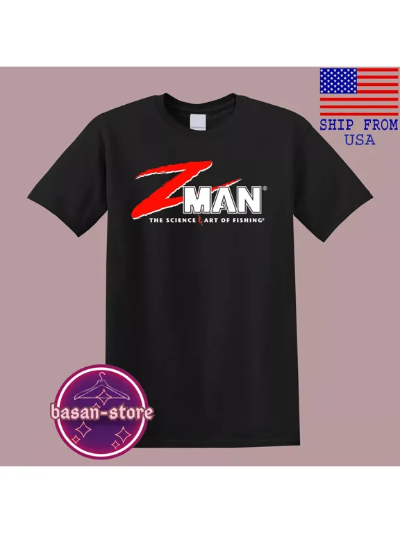 CLASSIC Z Man Z-Man Fishing Men's Black T-Shirt Size S-5XL