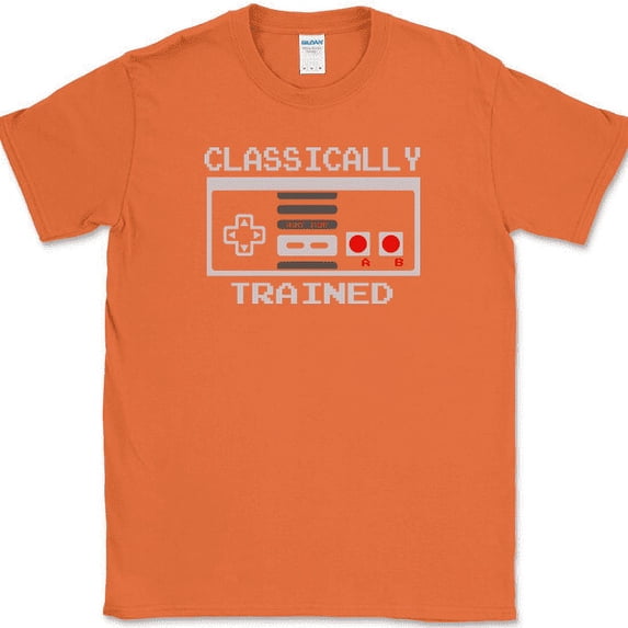 CLASSICALLY TRAINED T-Shirt Funny Video Gaming Gamer Graphic Tee - Orange, 3XL