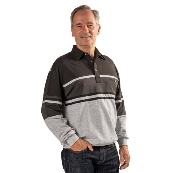 CLASSICS BY PALMLAND HORIZONTAL STRIPES LONG SLEEVE BANDED BOTTOM SHIRT