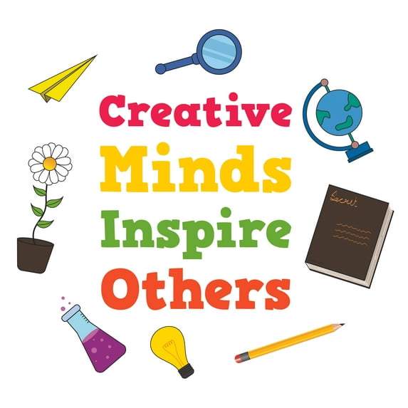CLASSROOM - Creative Minds Inspire Others - Vinyl Kids Study Room Multicolored School Equipment Decor Inspirational Fostering Creativity Quotes Lettering Art Classroom Wall Decal Sticker 30" x 27"